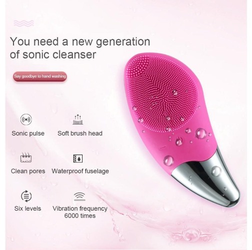 Pulsating Facial Cleanser and Massaging Device - Hot Pink