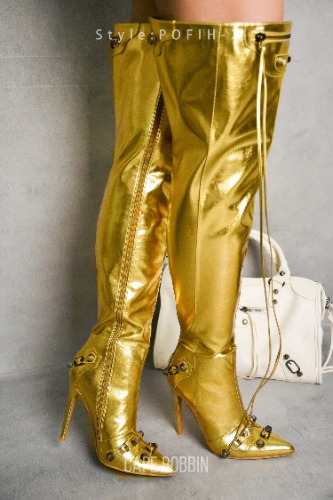 POFIN-2 - GOLD Thigh High Boots - GOLD / 7.5