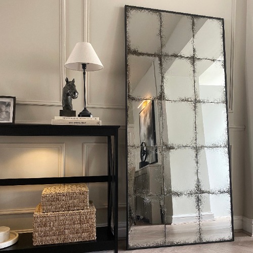Odessa - Black Antique Glass Full Length Metal Mirror 170cm x 80cm | Default Title