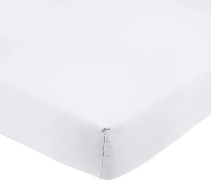 Amazon Basics Microfiber Fitted Single Sheet - Bright White, Super King Size (180 x 200 x 30cm), Lightweight, Soft & Wrinkle-Resistant