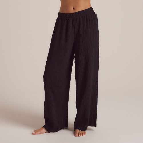 Crinkle Pyjama Bottoms - Black | M