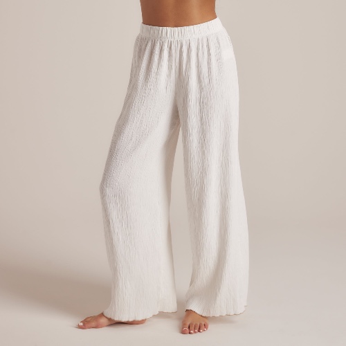Crinkle Pyjama Bottoms - White | M