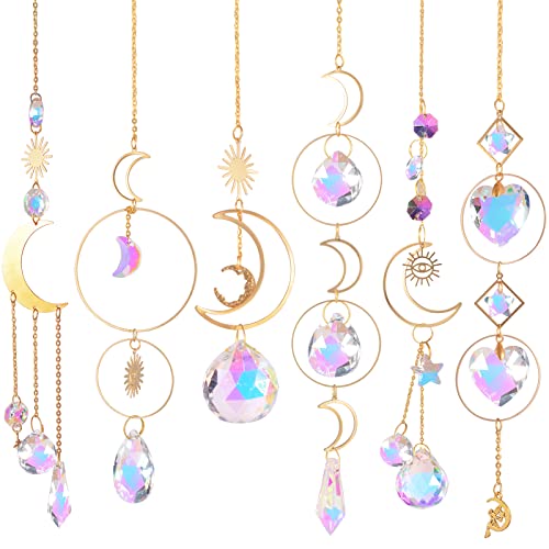 ilclviz Suncatcher Crystal Hanging Sun Catcher Prism with Chain Pendant Ornament Crystal Balls for Window - Gold B