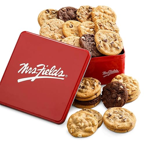 Mrs. Fields - 2 Dozen Signature Cookie Tin, Assorted with 24 Original Cookies in our 5 Signature Cookie Flavors - 24 Count (Pack of 1)