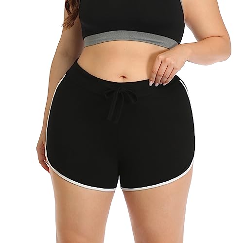HDE Plus Size Dolphin Shorts for Women Running Workout Short Athletic Bottoms - 3X - Black