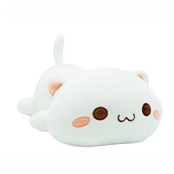 
                            Cute Kitten Plush Toy Stuffed Animal Pet Kitty Soft Anime Cat Plush Pillow for Kids (White A, 25.5")
                        