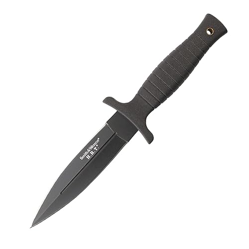 Smith & Wesson SWHRT9B 9in High Carbon S.S. Fixed Blade Knife with 4.7in Dual Edge Blade and TPE Handle for Outdoor, Tactical, Survival and EDC - Fixed Blade - Standard Packaging