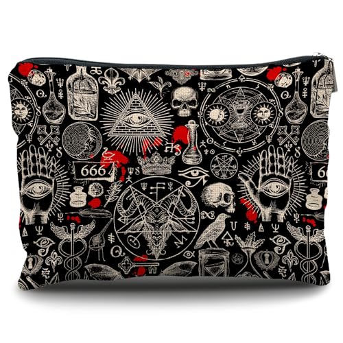 Nogrit Gothic Black Makeup Bag,Gothic Gifts for Women,Halloween Gifts for Women,Retro black Gothic Small Cosmetic Makeup Bag for Purse,goth gifts for women - Gothic