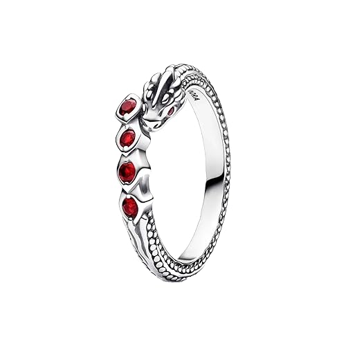 DIYADE Thrones Series Jewelry Game Silver Ring, Daenerys Targaryen Accessories Vintage Dragon Sparkling Rings, S925 Sterling Silver with Red Crystals for Men Women Game Movie Fans Collection or Gifts - 6