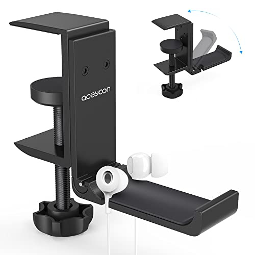 aceyoon Headphone Stand Foldable Headphone Hanger Under Desk Clamp with Cable Organizer Universal Headset Holder Suitable for All PC Gaming Headphones