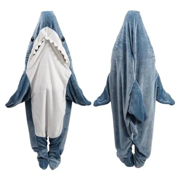 inkArts Shark Blanket Hoodie Onesie Adult & Kid, Wearable Shark Blanket, Shark Sleeping Bag, Soft Cozy Shark Onesie Costume
