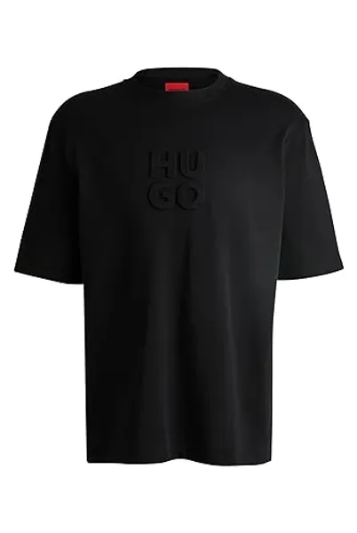 HUGO Herren Dleek T-Shirt aus Baumwoll-Jersey mit geprägtem Stack-Logo