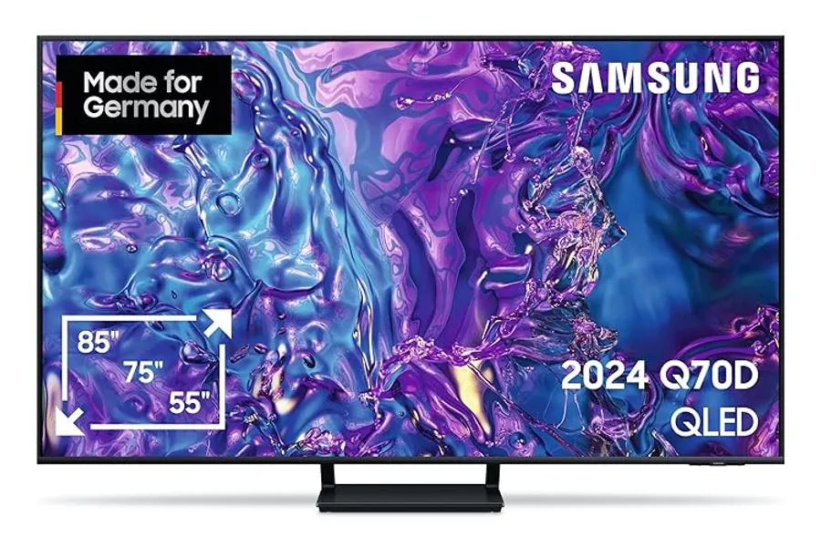 Samsung QLED 4K Q70D Fernseher 55 Zoll, Samsung TV mit AI Quantum Prozessor 4K, 4K AI Upscaling, Samsung Tizen OS, Motion Xcelerator 120 Hz, Smart TV, KI TV, GQ55Q70DATXZG, Deutsches Modell [2024]