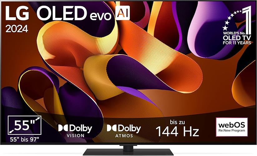 LG OLED55G49LS TV 55" (139 cm) OLED evo Fernseher (α11 4K AI-Prozessor, webOS 24, Dolby Vision, bis zu 120Hz) [Modelljahr 2024] - 55 Zoll - 2024 mit Standfuß