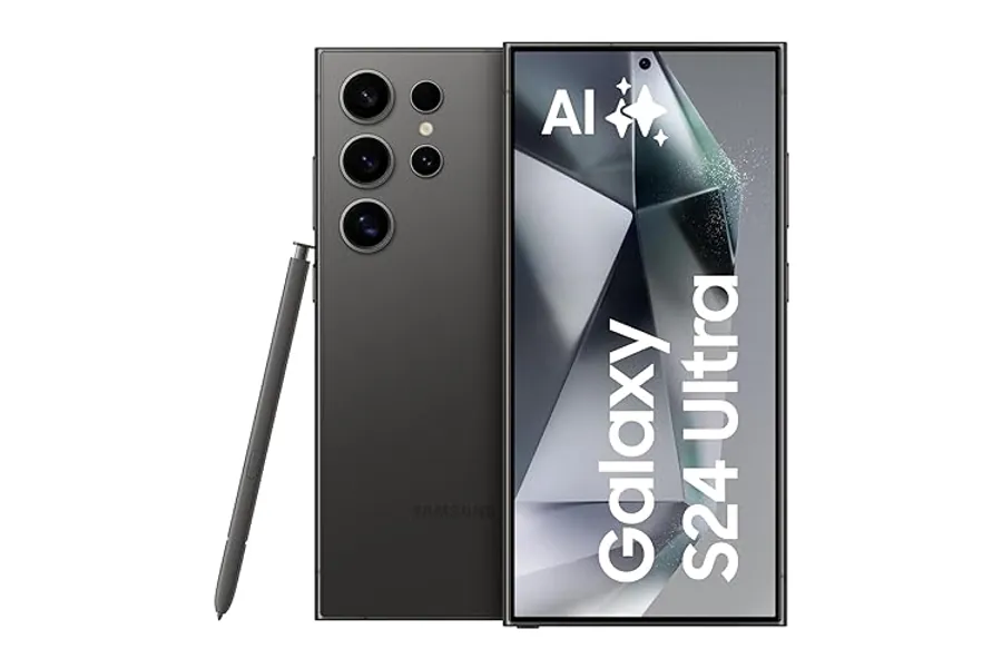 Samsung Galaxy S24 Ultra AI Smartphone, Android-Handy ohne Vertrag, 12GB RAM/256GB Speicher, 200-MP-Kamera, S Pen, Lange Akkulaufzeit, Titanium Black, 3 Jahre Herstellergarantie