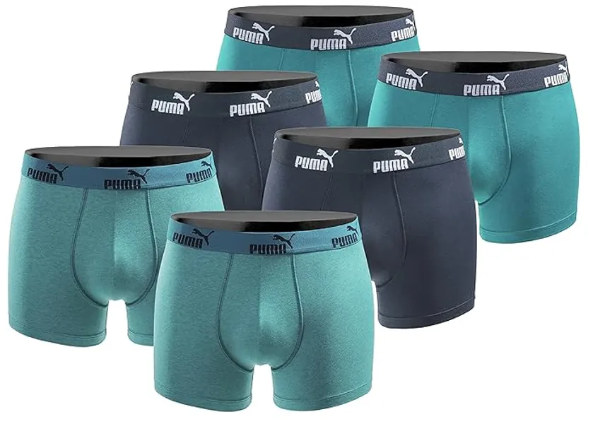 PUMA Boxershort 6er Pack Herren Basic Black Limited Edition - New Ocean - Gr. L