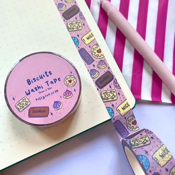 Vertical Biscuits Washi Tape - Tea and Coffee - Teabag - Tea Gifts - Stationary - Washi Set - Cute - Journalling - Scrapbooking - Kellylou