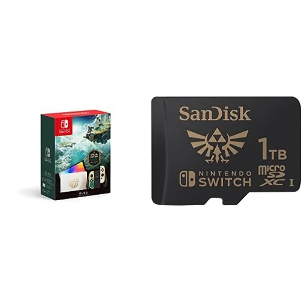 Nintendo Switch – OLED Model - The Legend of Zelda: Tears of the Kingdom Edition and SanDisk 1TB microSDXC Card, Licensed Switch