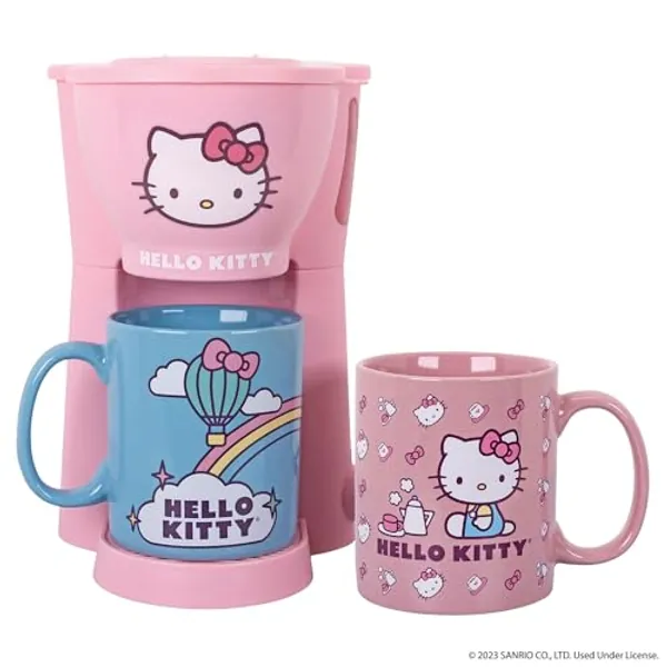 Uncanny Brands Hello Kitty Coffee Maker Gift Set with 2 Mugs