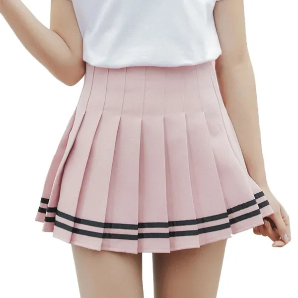 Striped Tennis Skirt - Pink / S