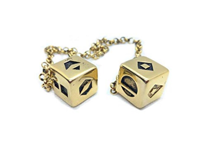 Smuggler's Dice Accurate Stainless Steel Gold Plated Deluxe Solo Dice - Antiqued