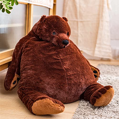 SNOWOLF Djungelskog Bear Giant Simulation 100cm Bear Toy Stuffed Animal Plush Dol l Huge Cuddly Dark Brown Teddy Bear for Home Decoration Valentine's Birthday Gift, 39.3in/100cm - Brown - 39.3inch/100cm