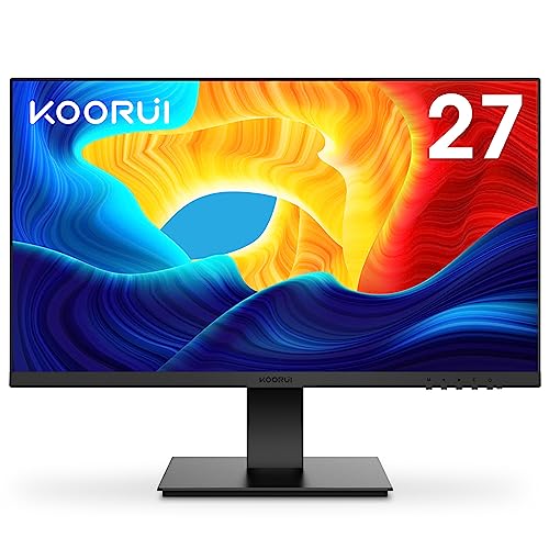 KOORUI 27 Inch FHD Monitor, Computer Monitors Full HD(1920 x 1080p) IPS Display 75Hz, HDMI, VGA, 5ms Response Time, 75 x 75 mm VESA Mountable, Frameless - 27" 75Hz IPS