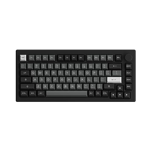 Akko 5075B Plus Mechanical Keyboard 75% Percent RGB Hot-swappable Keyboard with Knob, Black & Silver Theme with PBT Double Shot ASA Profile Keycaps V3 Cream Blue Pro Switch - V3 Cream Blue Pro - Black&Silver