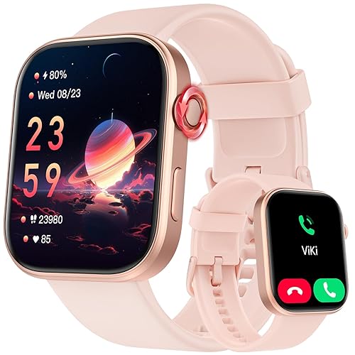 Tensky Smart Watch for Women Android & iOS, AI Voice, 1.99" AMOLED Fitness Tracker with Bluetooth Call, 3ATM Waterproof Heart Rate/Sleep/SpO2 Monitor, Pedometer, 100+ Sport Modes, 12 Days Battery Life - Pink - 1.99
