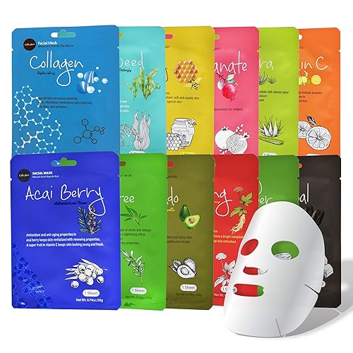 Celavi Essence Facial Sheet Face Mask Variety Set Classic Authentic Korean Moisturizing Skincare (12-Packs) - 1 Count (Pack of 12) - A Set