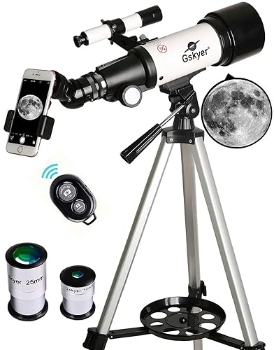 Gskyer Telescope, 70mm Aperture 400mm AZ Mount Astronomical Refracting Telescope for Kids Beginners - Travel Telescope with Carry Bag, Phone Adapter and Wireless Remote. - AZ70400
