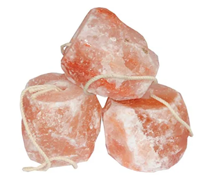 AMKA - Pietra per leccare il sale dell'Himalaya con cordino, circa 2-3 kg per pezzo; set da 3