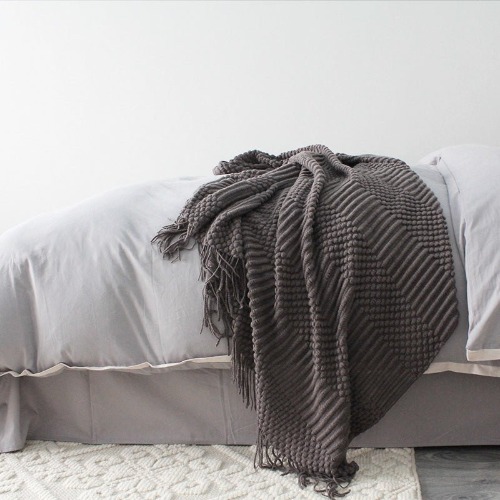 Soft Tassel Blanket - Dark Gray