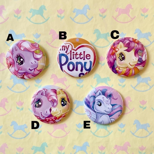 upcylced MLP my little pony g3 JUMBO 58 mm pinback...