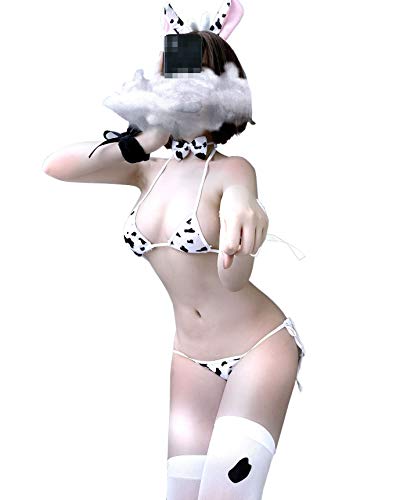 Cosplay Costume Anime Sexy Mini Cow Bikini Lingerie Set Maid outfit Dalmatian Milk Leopard Swimsuit - Cow Lingerie Set