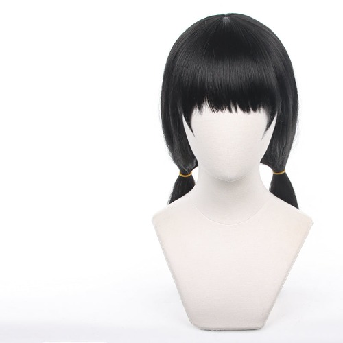 Uwowo Mange Anime Cosplay Chainsaw Man Cosplay Wig Mitaka Asa Wig Long Black Hair - Ponytails