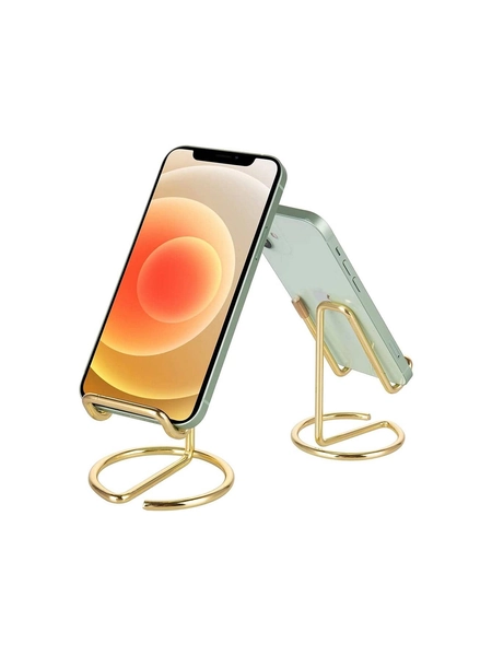 1pc Minimalist Desktop Phone Holder, Gold Iron Alloy Phone Stand, For Home