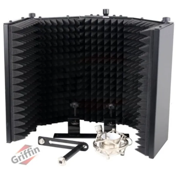 Studio Microphone Soundproofing Acoustic Foam Panel by GRIFFIN | Soundproof Filter | Sound Diffusion Mic Booth Shield | Isolation Diffuser | Noise Absorbing/Barrier for DJ Vocal Audio Music Recording