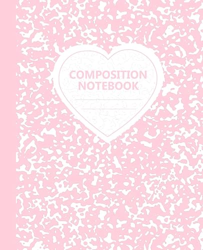 Composition Notebook College Ruled: Aesthetic Cute Pastel Pink Hearts Composition Notebook Marble Journal for School, College, Office or Work
