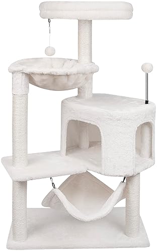 YUNIQUE Newest Cat Tree with Cat Condo and Big Hammock, Beige - Beige