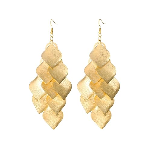FUTIMELY Layered Leaf Dangle Drop Earrings for Women,Boho Handmade Super Lightweight Butterfly Chandelier Statement Earring Personalized Fashion Jewelry - Leaf-A