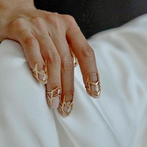 Punk Fingertip Ring Carapace Joint Ring Simple Personality Micro-inlaid Zircon Opening Ring for Women Girls Men Party Jewelry
