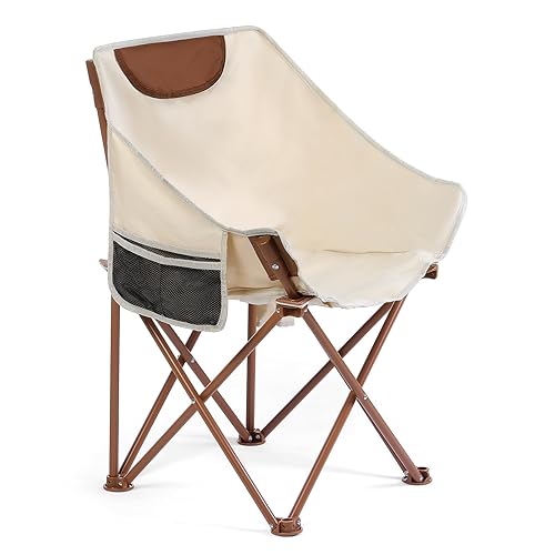 TOSAMC Folding Camping Chairs | Portable and Heavy Duty Camping Chairs with Cup Holders and Carry Bag, Support up to 400 lbs | Enjoy The Outdoors in Comfort（White） - White
