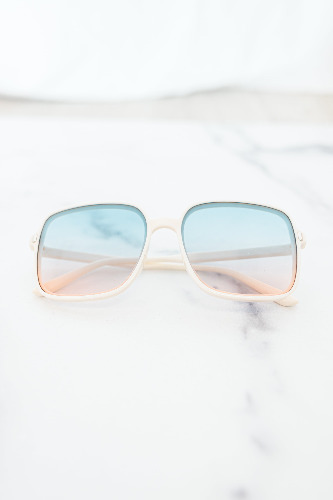 Here For The Vibes Sunglasses, White | OS