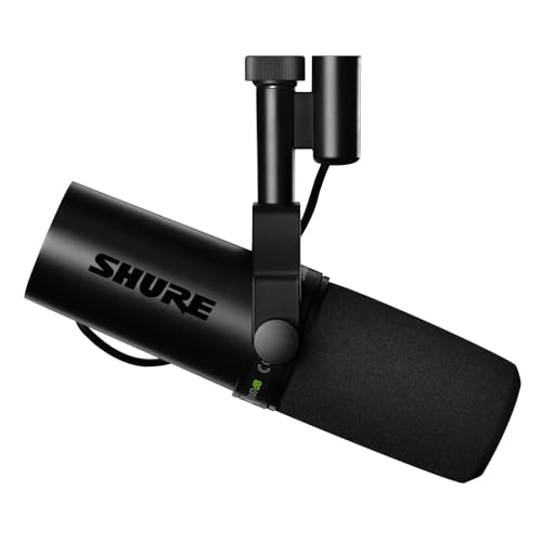 Shure SM7dB Dynamic Vocal Microphone w/Built-in Preamp for Streaming, Podcast, & Recording, Wide-Range Frequency, Warm & Smooth Sound, Rugged Construction, Detachable Windscreen - Black - SM7dB (Built-In Preamp)