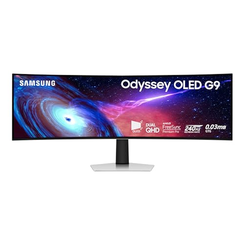 SAMSUNG 49" Odyssey G93SC Series OLED Curved Gaming Monitor, 240Hz, 0.03ms, Dual QHD, DisplayHDR True Black 400, FreeSync Premium Pro, Height Adjustable Stand, LS49CG932SNXZA, 2023 - 49-inch OLED G9 - Curved - Dual QHD, 240Hz, .03ms G2G
