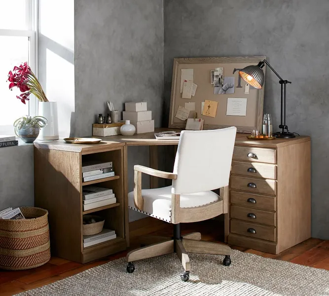 Printer's Corner Desk with Drawers