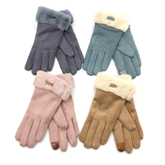 Chic Vibe Suede Smart Touch Gloves - CAMEL BROWN