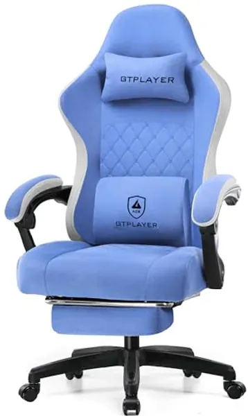 GTPLAYER Gaming Chair, Computer Chair with Footrest and Bluetooth Speakers, High Back Ergonomic Gaming Chair, Reclining Gaming Chair with Linkage Armrests for Adults (Black)