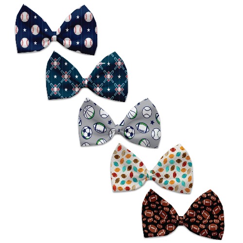 Pet, Dog and Cat Bow Ties, "Sports Group" *Available in 5 different pattern options!* - Footballs / Elastic Band